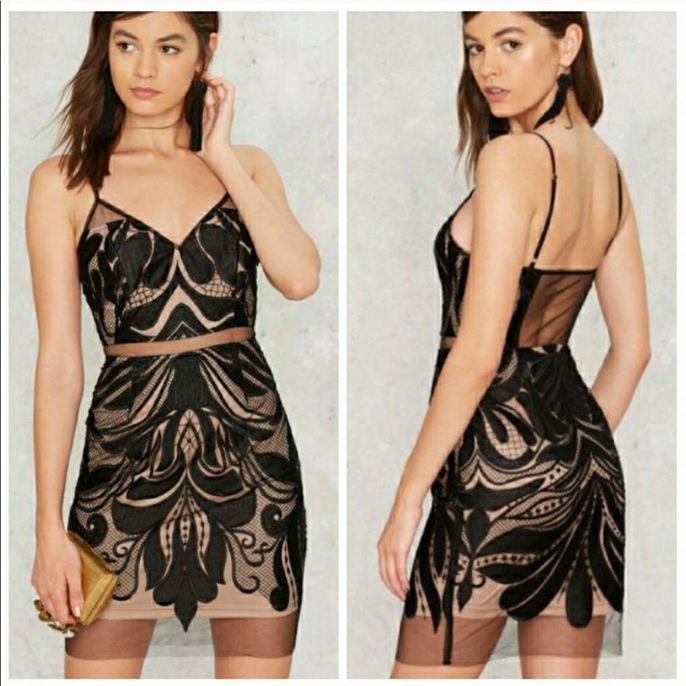 NWT Nasty Gal Black Lace and Tulle Dress